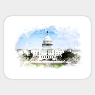 Washington DC Capitol Hill blissful Watercolor Painting Sticker